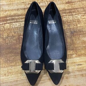 Stuart Weitzman Black Loafers with Metallic Detail size 6.5